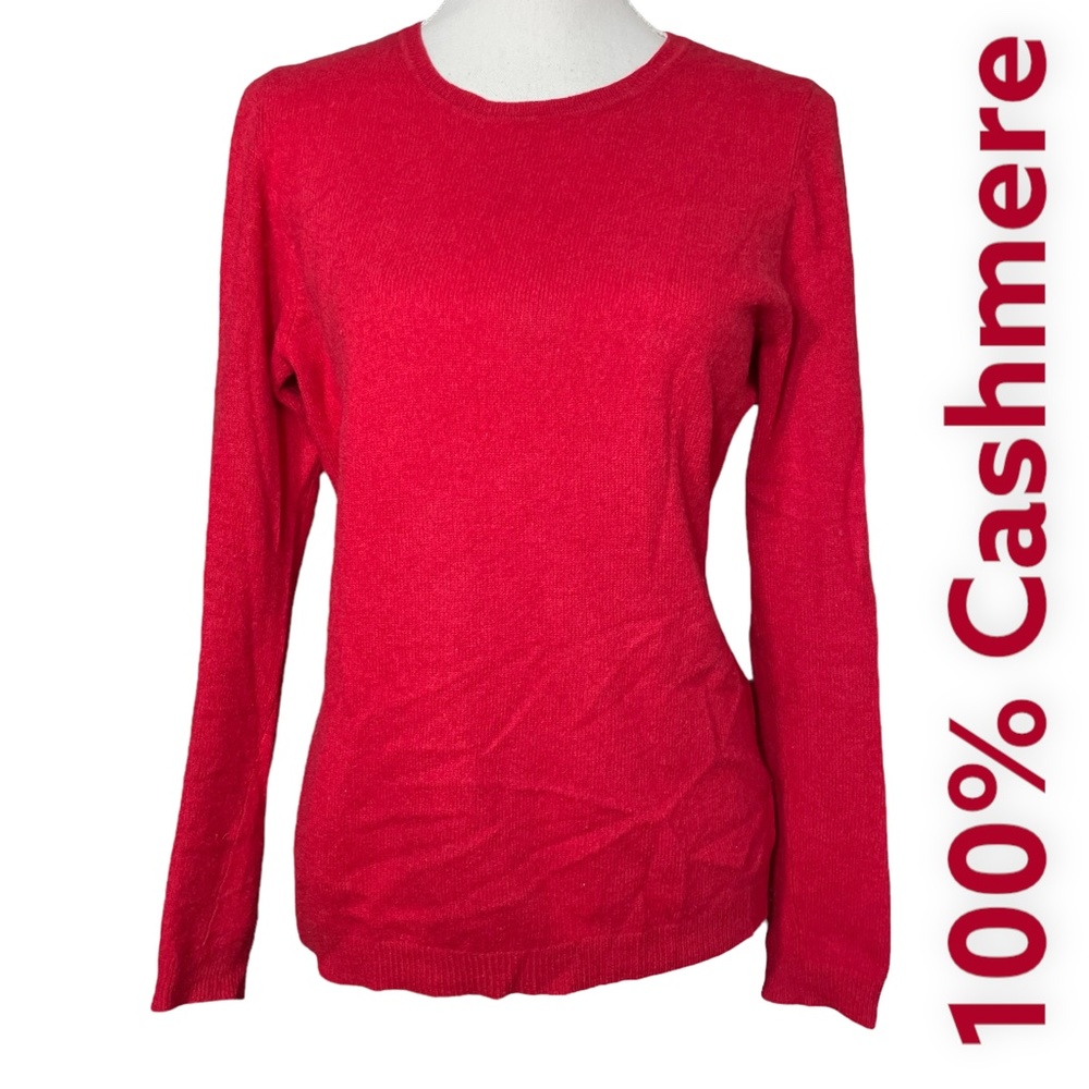Cashmere Sweater M Red Pure Luxury Christmas Charter Club Crew Neck Long Sleeve